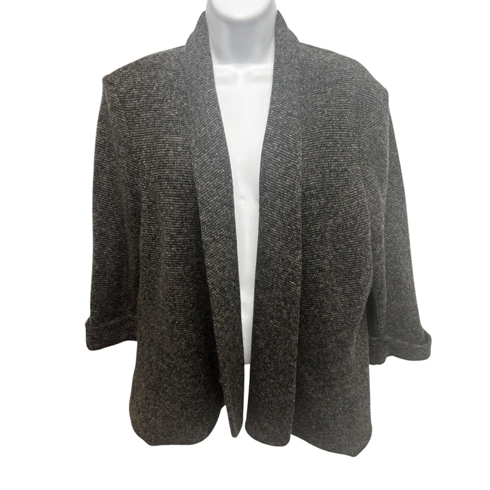 Alberto Makali Womens XL Charcoal Grey Textured‎ Open Front Cardigan Jacket USA